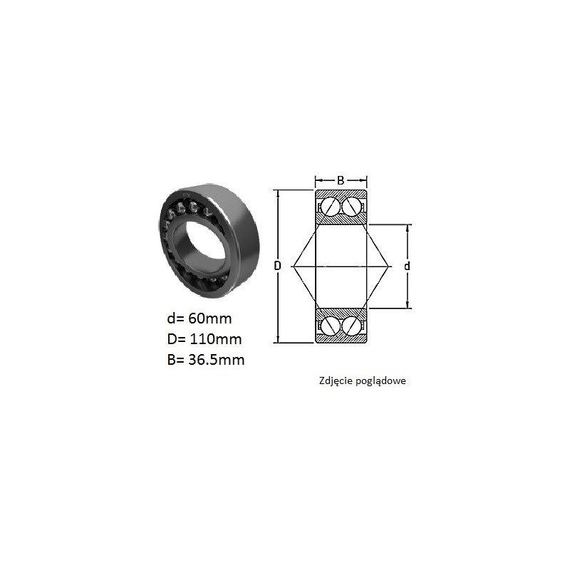 ŁOŻYSKO  KULKOWE SKOŚNE DWURZĘD. 5212 