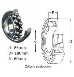 ŁOŻYSKO  KULKOWE WAHLIWE 2317K M C3 P6 kosz mosiężny CZECH