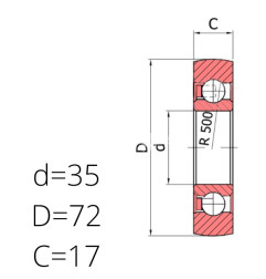 ŁOŻYSKO  ROLKA Z OTWOREM  F-552987, LR35/72  FŁT