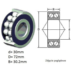 ŁOŻYSKO  KULKOWE SKOŚNE DWURZĘD. 5306 2RS TVH 