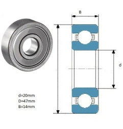 ŁOŻYSKO  KULKOWE 6204 ZZ C3  B 