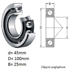 ŁOŻYSKO  KULKOWE SKOŚNE 7309 B, Jama