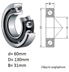 ŁOŻYSKO  KULKOWE SKOŚNE 7312 B, kosz poliamidowy