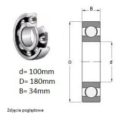 ŁOŻYSKO  KULKOWE 6220 C3   FAG proste jednorzęd. 