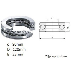 ŁOŻYSKO  KULKOWE OPOROWE 51118 
