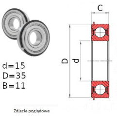 ŁOŻYSKO  KULKOWE 6202 ZZ NR  CZECH 