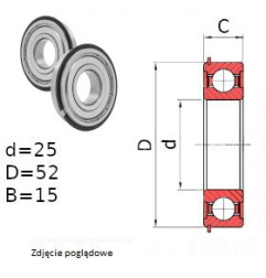 ŁOŻYSKO  KULKOWE 6205 ZZ NR  JAMA 