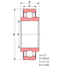 ŁOŻYSKO KUL.PROSTE JEDNORZĘD.1/2" CALA CZECH  ł.alternatora 12.7x34.925x17.463/11,112 