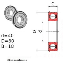ŁOŻYSKO  KULKOWE 6208 ZZ NR  AMK 