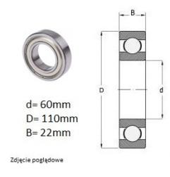 ŁOŻYSKO  KULKOWE 6212 ZZ C3  Kraśnik (opak. 6 szt.)