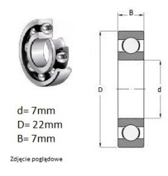 ŁOŻYSKO  KULKOWE 627 ZZ