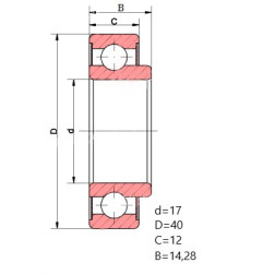 ŁOŻYSKO  KULKOWE PROSTE JEDNORZĘ.  CZECH ł. alternatora       WC 88503 2RS