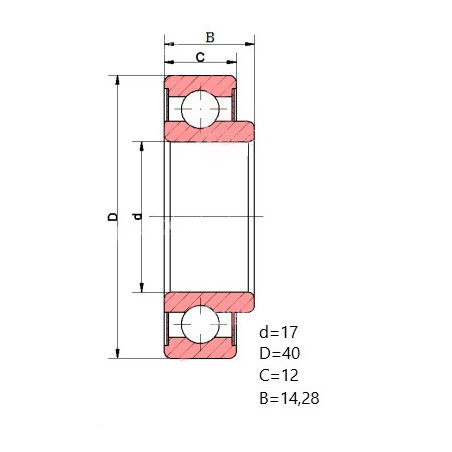ŁOŻYSKO  KULKOWE PROSTE JEDNORZĘ.  CZECH ł. alternatora       WC 88503 2RS