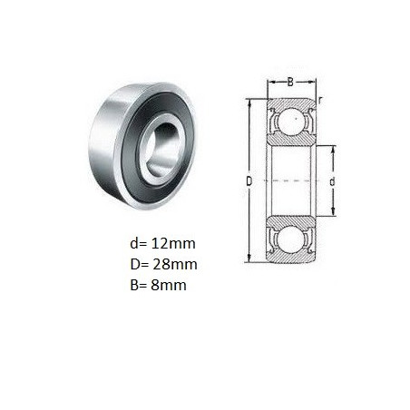 ŁOŻYSKO  KULKOWE 6001 2RS 
