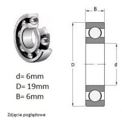ŁOŻYSKO  KULKOWE 626 Z 