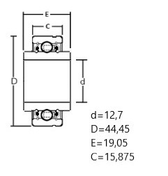 ŁOŻYSKO KUL. PROSTE JEDNORZĘDOWE 7508 DLG 12,7X44,45X19,05-15,875 CZECH