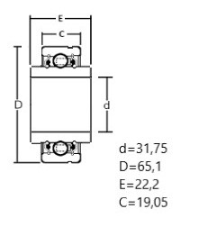 Łożysko z walcowym pierścieniem zewnęt. 7520 DLG CZECH 31,75X65,1X22,2-19,05 CZECH