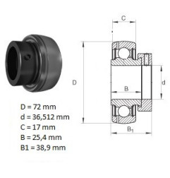 ŁOŻYSKO  KULKOWE SAMONAST. ES207-23 G2  7/16"     36.512x72x38.9/17