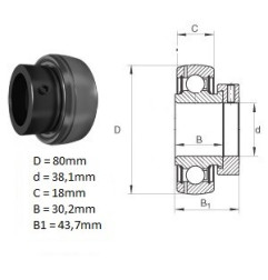 ŁOŻYSKO  KULKOWE SAMONAST. ES208-24 G2     38.1x80x43.7/18