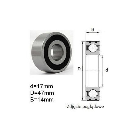 ŁOŻYSKO KULKOWE ALTERNATORA B17-102 DG3 2RS CZECH
