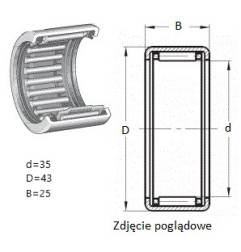ŁOŻYSKO IGIEŁKOWE 942/35 bez pierścienia wew. 