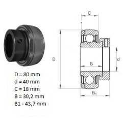 ŁOŻYSKO  SAMONASTAWNE  FD208 -     40x80x43.7/18  *