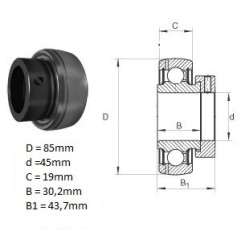 ŁOŻYSKO  SAMONASTAWNE  FD209     45x85x43.7/19