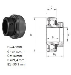 ŁOŻYSKO  SAMONASTAWNE YET 204 SKF