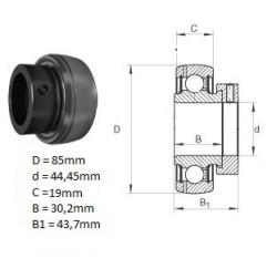 ŁOŻYSKO  SAMONASTAWNE  ES209-28G2     44.45x85x43.7/19