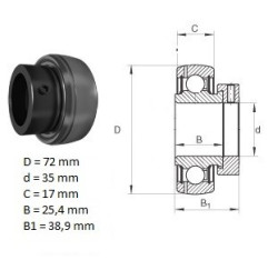 ŁOŻYSKO  SAMONASTAWNE  ES207 G2     35x72x38.9/17