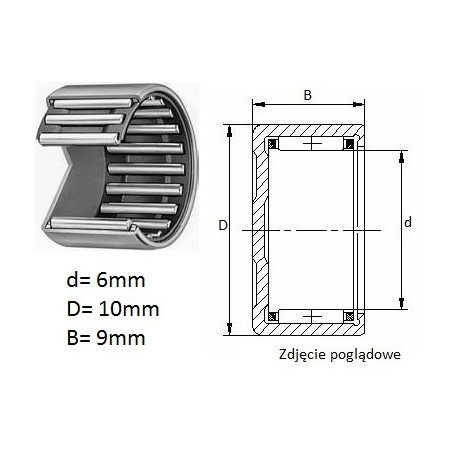 ŁOŻYSKO  IGIEŁKOWE nieprzelotowe BK0609 T2