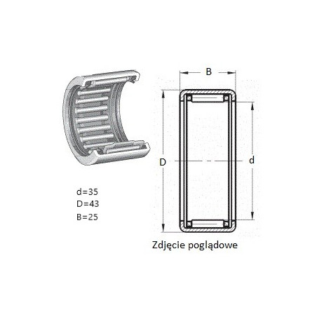ŁOŻYSKO IGIEŁKOWE 942/35 bez pierścienia wew.
