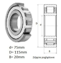 ŁOŻYSKO  WALCOWE POPRZECZ. JEDNORZĘD. 