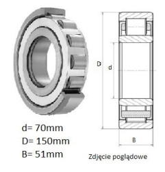 ŁOŻYSKO  WALCOWE POPRZECZ. JEDNORZĘD. 
