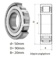 ŁOŻYSKO  WALCOWE POPRZECZ. JEDNORZED. 