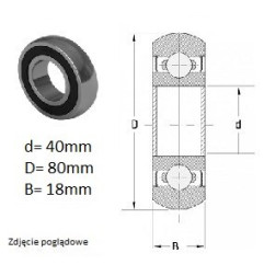 ŁOŻYSKO  KULKOWE K 6208 2RS  UNB