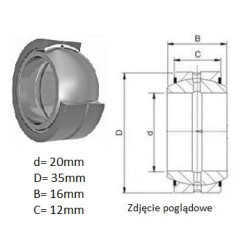 ŁOŻYSKO  PRZEGUBOWE 20/35/16-12 GE20EC 2RS