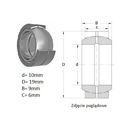 ŁOŻYSKO  PRZEGUBOWE 10/19/9-6  PGE10 ISKRA