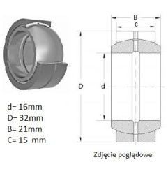 ŁOŻYSKO  PRZEGUBOWE 16/32/21-15  PGE16X  ISKRA 