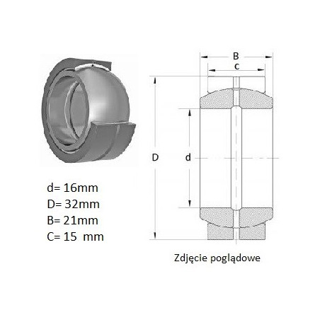 ŁOŻYSKO  PRZEGUBOWE 16/32/21-15  PGE16X  ISKRA 