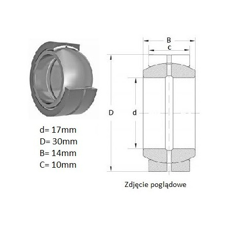 ŁOŻYSKO  PRZEGUBOWE 17/30/14-10 PGE17/30 ISKRA 