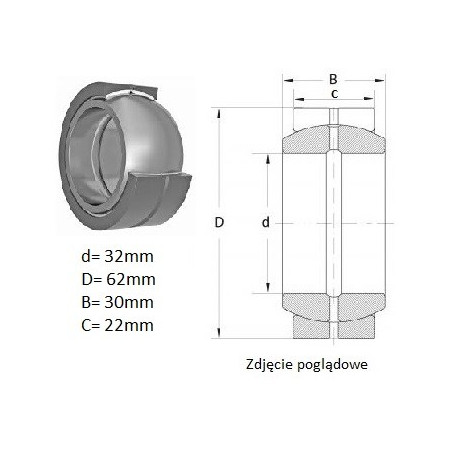 ŁOŻYSKO  PRZEGUBOWE 32/62/30-22  PGE32/62 XG ISKRA 
