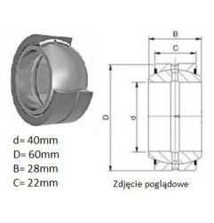 ŁOŻYSKO  PRZEGUBOWE 40/60/28-22, PGE40/60 ISKRA