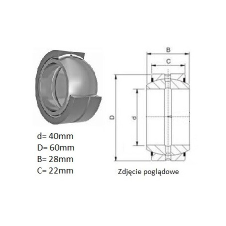 ŁOŻYSKO  PRZEGUBOWE 40/60/28-22, PGE40/60 ISKRA