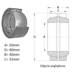 ŁOŻYSKO  PRZEGUBOWE 50/80/40-32 PGE50/80 ISKRA 
