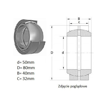 ŁOŻYSKO  PRZEGUBOWE 50/80/40-32 PGE50/80 ISKRA 