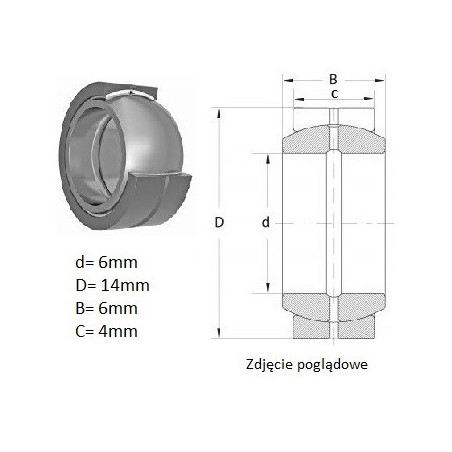 ŁOŻYSKO  PRZEGUBOWE 6/14/6-4  PGE6   ISKRA 