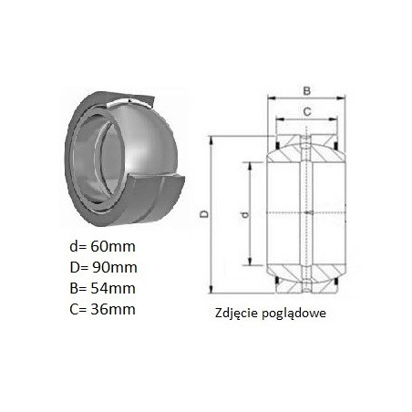 ŁOŻYSKO  PRZEGUBOWE GE60/90/54, HO-2RS/GEEM60 ES-2RS