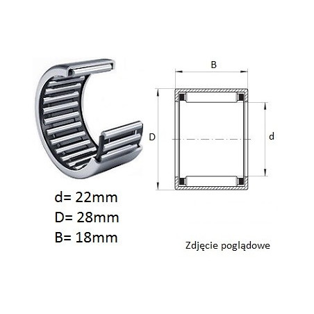 ŁOŻYSKO  IGIEŁKOWE HK 2218L/3AS bez pierścienia wew