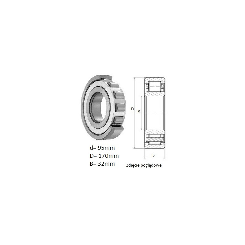 ŁOŻYSKO  WALCOWE POPRZECZ. JEDNORZĘD. 